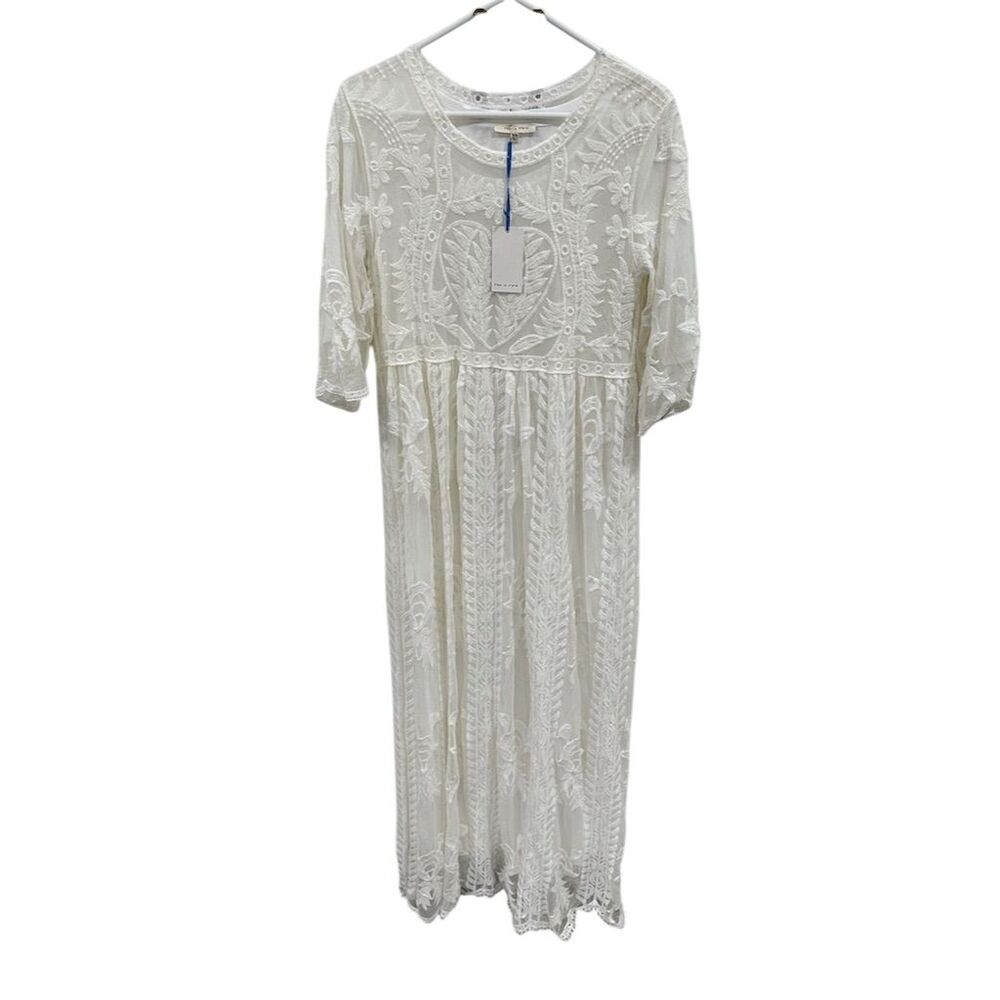 Tea Rose Women's Ivory Lace Floral Maxi Dress‎ Standard Size S Wedding